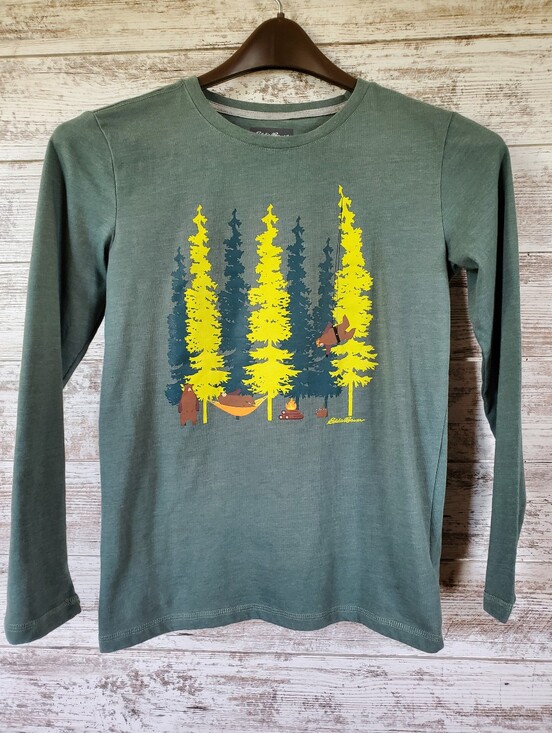 Eddie Bauer Other - Eddie Bauer Bears Camping Hiking Long Sleeve Graphic T-Shirt Green  Unisex Youth
